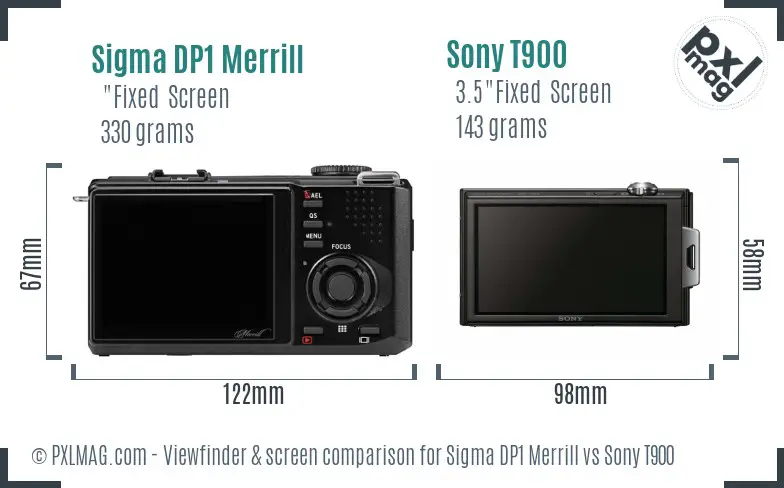 Sigma DP1 Merrill vs Sony T900 Screen and Viewfinder comparison