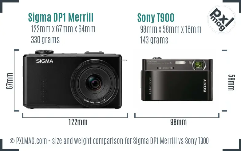 Sigma DP1 Merrill vs Sony T900 size comparison