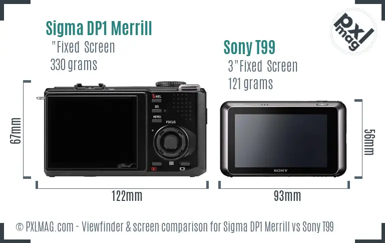 Sigma DP1 Merrill vs Sony T99 Screen and Viewfinder comparison