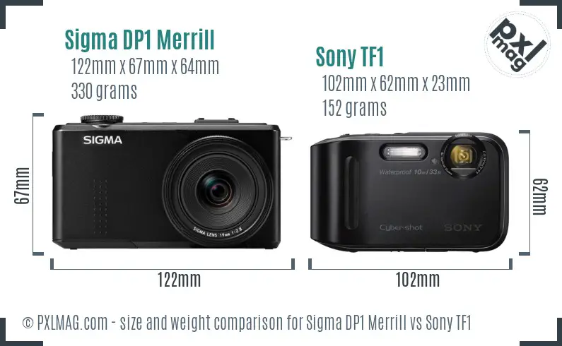 Sigma DP1 Merrill vs Sony TF1 size comparison