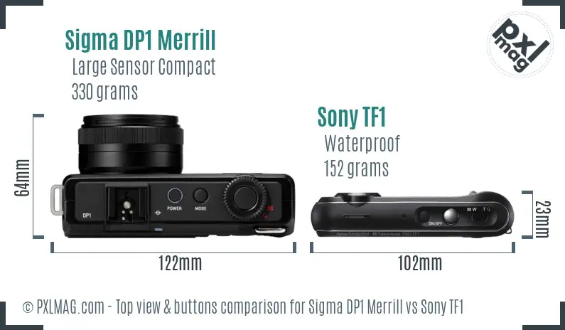 Sigma DP1 Merrill vs Sony TF1 top view buttons comparison
