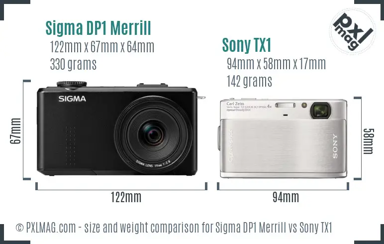 Sigma DP1 Merrill vs Sony TX1 size comparison Sigma DP1 Merrill vs Sony TX1 size comparison