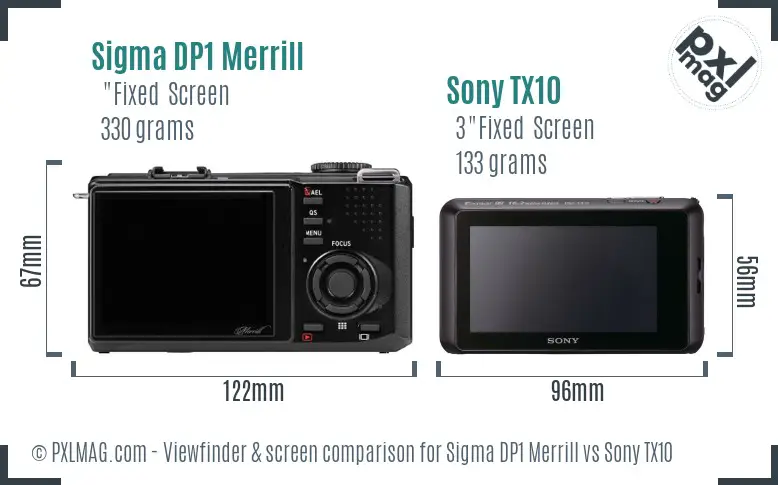 Sigma DP1 Merrill vs Sony TX10 Screen and Viewfinder comparison Sigma DP1 Merrill vs Sony TX10 Screen and Viewfinder comparison