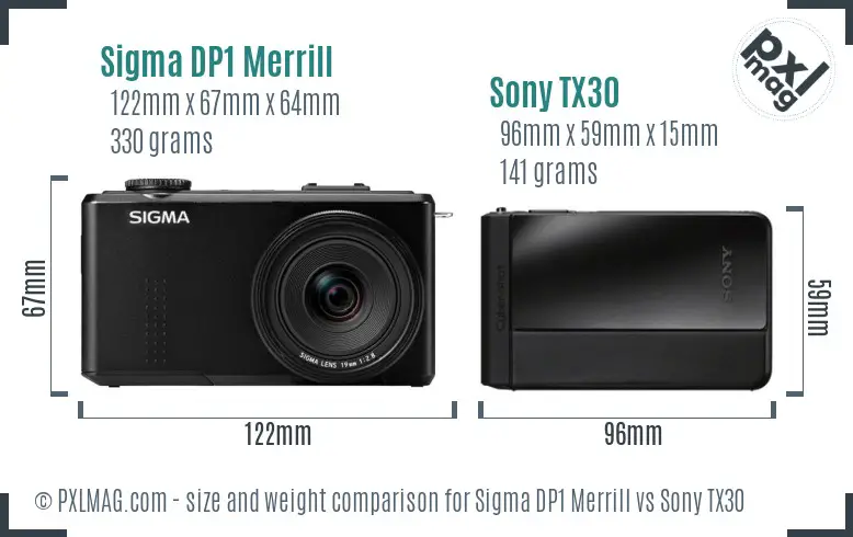 Sigma DP1 Merrill vs Sony TX30 size comparison