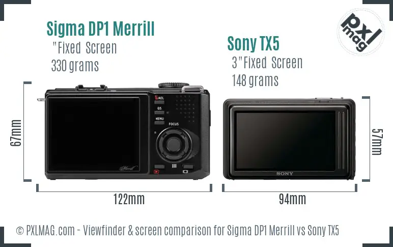 Sigma DP1 Merrill vs Sony TX5 Screen and Viewfinder comparison Sigma DP1 Merrill vs Sony TX5 Screen and Viewfinder comparison