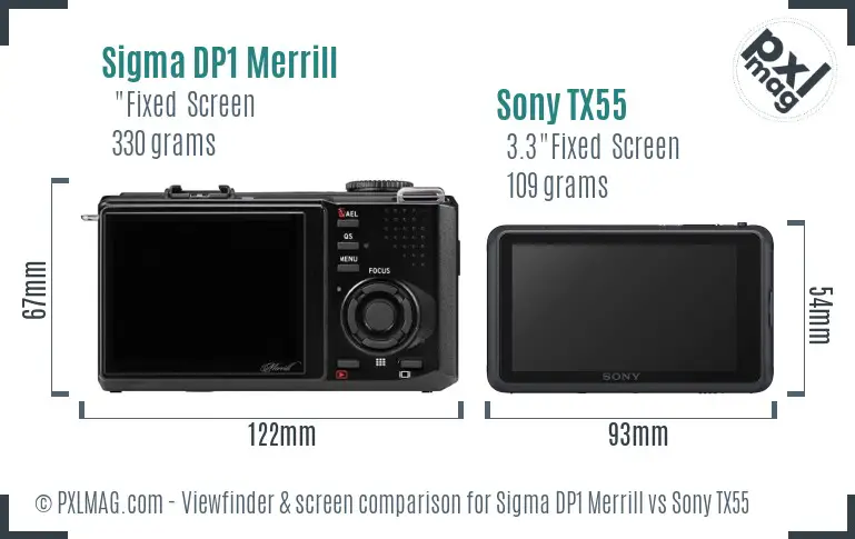 Sigma DP1 Merrill vs Sony TX55 Screen and Viewfinder comparison Sigma DP1 Merrill vs Sony TX55 Screen and Viewfinder comparison