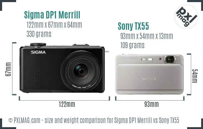 Sigma DP1 Merrill vs Sony TX55 size comparison Sigma DP1 Merrill vs Sony TX55 size comparison