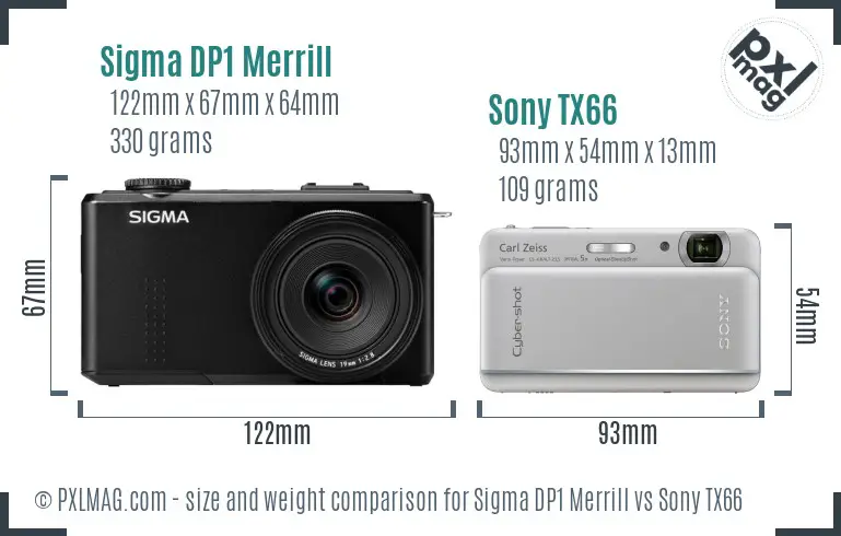 Sigma DP1 Merrill vs Sony TX66 size comparison
