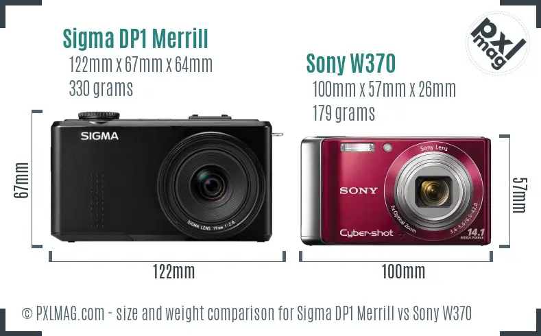 Sigma DP1 Merrill vs Sony W370 size comparison