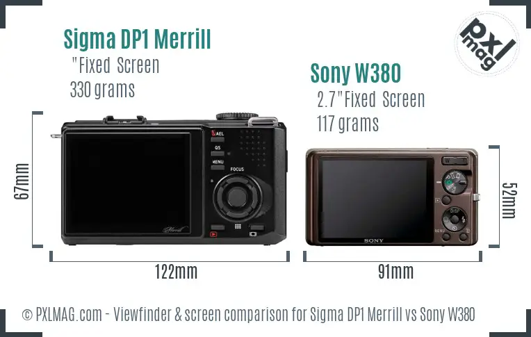 Sigma DP1 Merrill vs Sony W380 Screen and Viewfinder comparison Sigma DP1 Merrill vs Sony W380 Screen and Viewfinder comparison