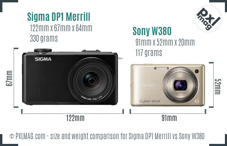 Sigma DP1 Merrill vs Sony W380 size comparison Sigma DP1 Merrill vs Sony W380 size comparison