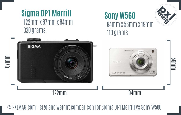 Sigma DP1 Merrill vs Sony W560 size comparison