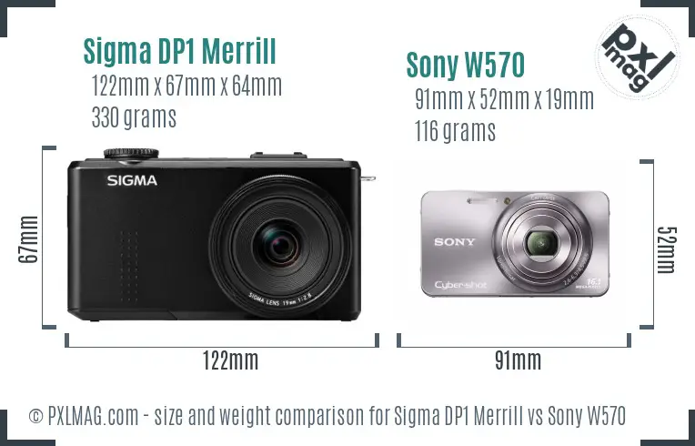 Sigma DP1 Merrill vs Sony W570 size comparison Sigma DP1 Merrill vs Sony W570 size comparison