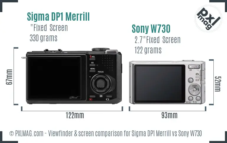 Sigma DP1 Merrill vs Sony W730 Screen and Viewfinder comparison Sigma DP1 Merrill vs Sony W730 Screen and Viewfinder comparison