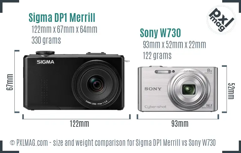 Sigma DP1 Merrill vs Sony W730 size comparison Sigma DP1 Merrill vs Sony W730 size comparison