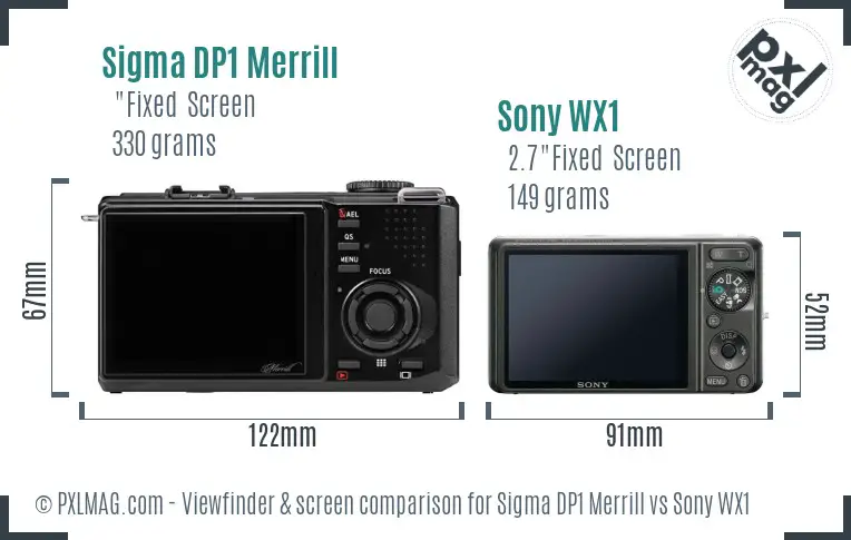 Sigma DP1 Merrill vs Sony WX1 Screen and Viewfinder comparison