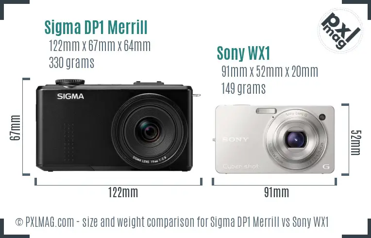 Sigma DP1 Merrill vs Sony WX1 size comparison