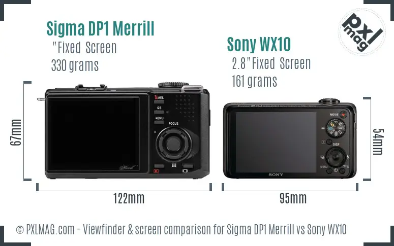 Sigma DP1 Merrill vs Sony WX10 Screen and Viewfinder comparison