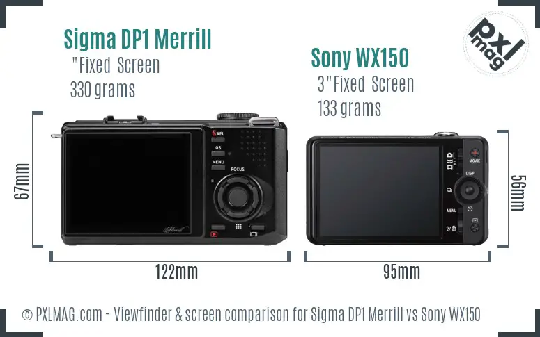 Sigma DP1 Merrill vs Sony WX150 Screen and Viewfinder comparison Sigma DP1 Merrill vs Sony WX150 Screen and Viewfinder comparison