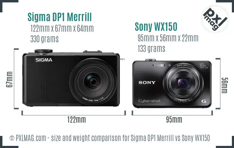 Sigma DP1 Merrill vs Sony WX150 size comparison Sigma DP1 Merrill vs Sony WX150 size comparison