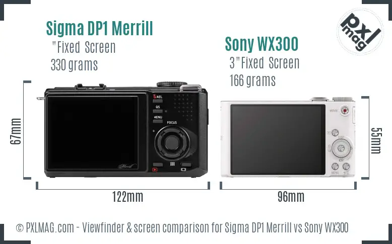 Sigma DP1 Merrill vs Sony WX300 Screen and Viewfinder comparison