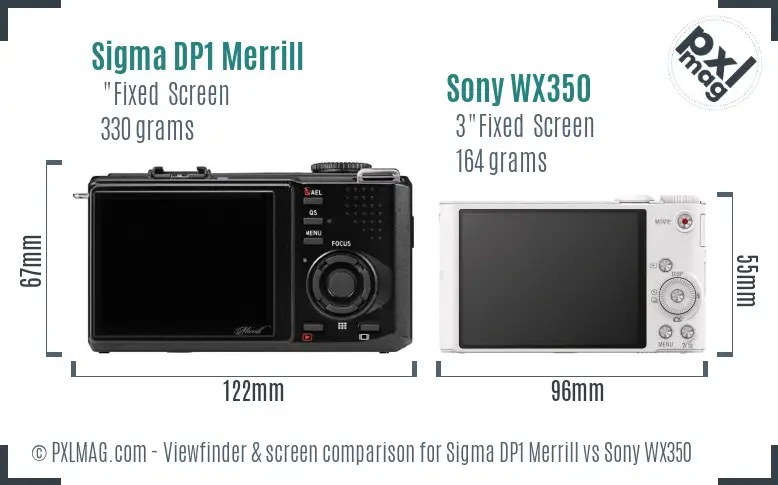 Sigma DP1 Merrill vs Sony WX350 Screen and Viewfinder comparison