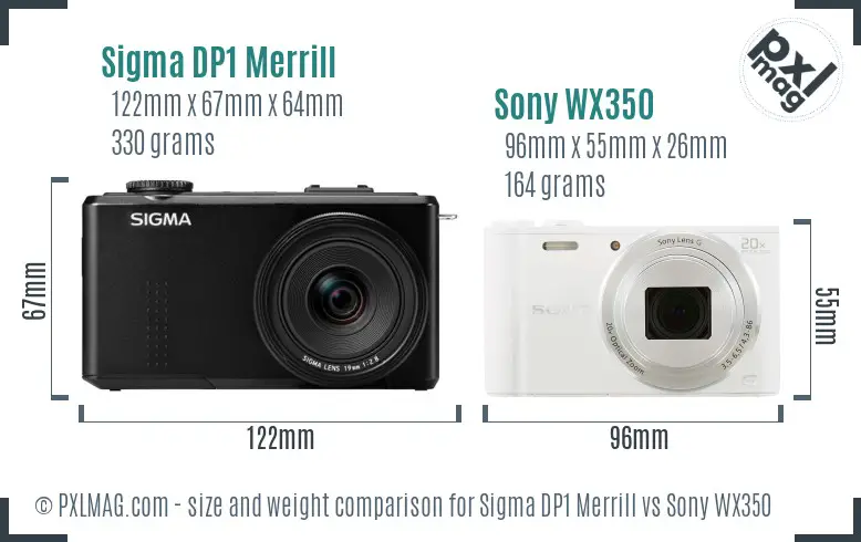 Sigma DP1 Merrill vs Sony WX350 size comparison