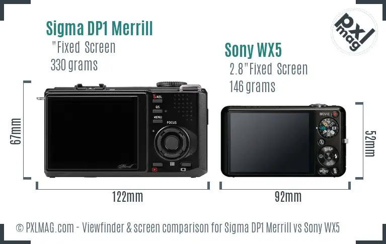 Sigma DP1 Merrill vs Sony WX5 Screen and Viewfinder comparison