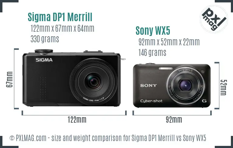 Sigma DP1 Merrill vs Sony WX5 size comparison
