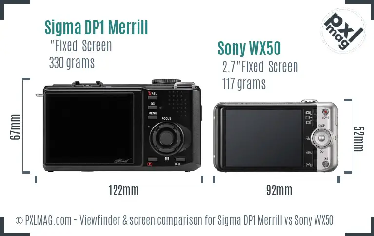 Sigma DP1 Merrill vs Sony WX50 Screen and Viewfinder comparison