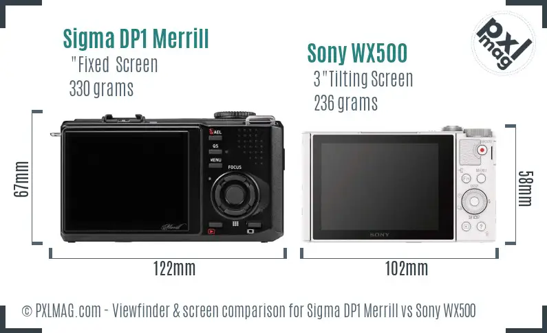 Sigma DP1 Merrill vs Sony WX500 Screen and Viewfinder comparison Sigma DP1 Merrill vs Sony WX500 Screen and Viewfinder comparison