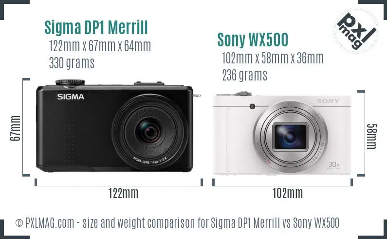Sigma DP1 Merrill vs Sony WX500 size comparison Sigma DP1 Merrill vs Sony WX500 size comparison