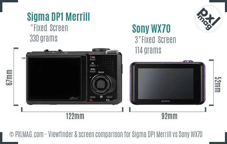 Sigma DP1 Merrill vs Sony WX70 Screen and Viewfinder comparison