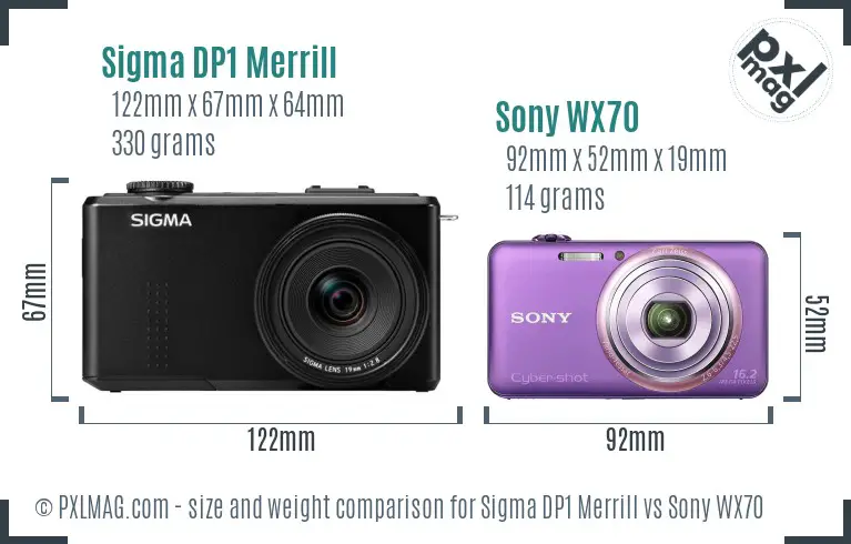 Sigma DP1 Merrill vs Sony WX70 size comparison