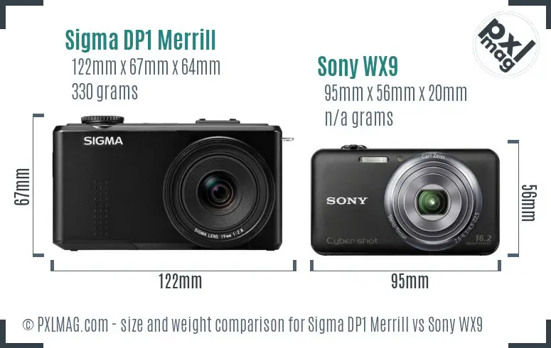 Sigma DP1 Merrill vs Sony WX9 size comparison