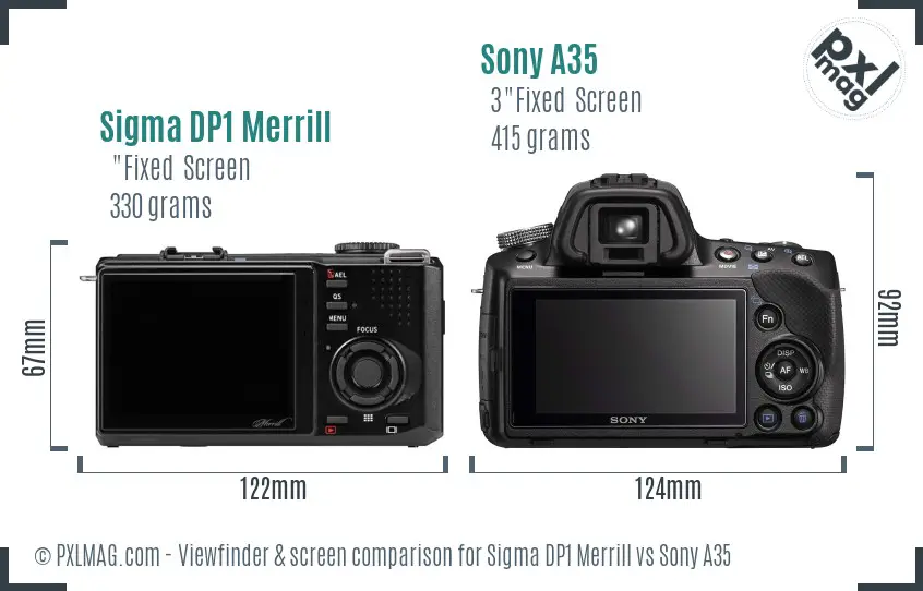 Sigma DP1 Merrill vs Sony A35 Screen and Viewfinder comparison