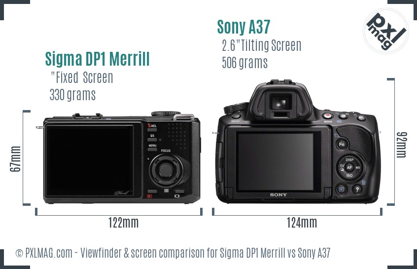 Sigma DP1 Merrill vs Sony A37 Screen and Viewfinder comparison