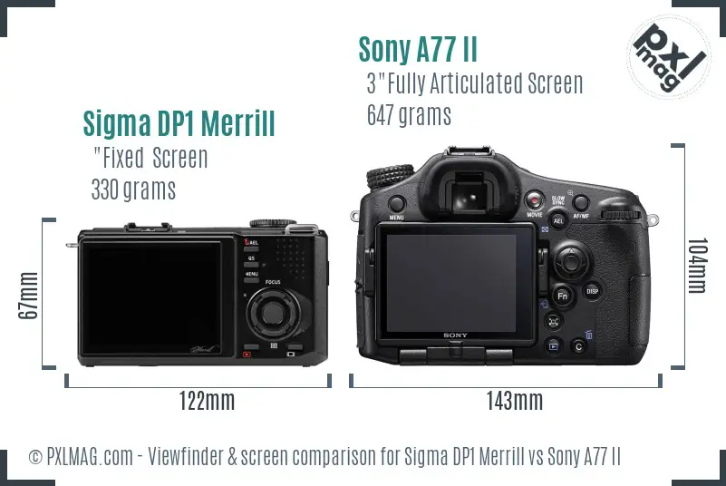 Sigma DP1 Merrill vs Sony A77 II Screen and Viewfinder comparison Sigma DP1 Merrill vs Sony A77 II Screen and Viewfinder comparison