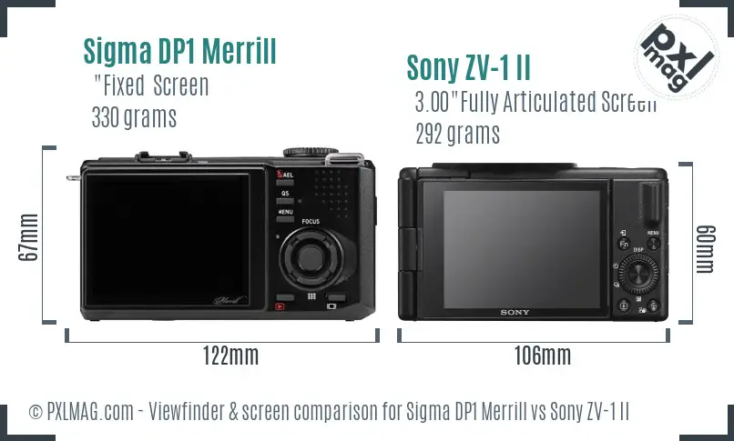 Sigma DP1 Merrill vs Sony ZV-1 II Screen and Viewfinder comparison