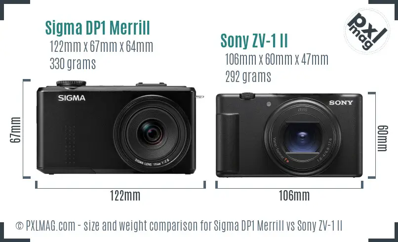 Sigma DP1 Merrill vs Sony ZV-1 II size comparison