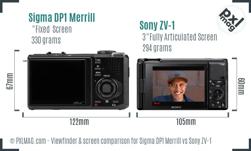 Sigma DP1 Merrill vs Sony ZV-1 Screen and Viewfinder comparison