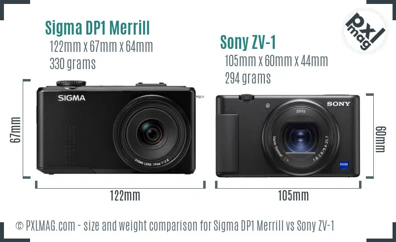 Sigma DP1 Merrill vs Sony ZV-1 size comparison