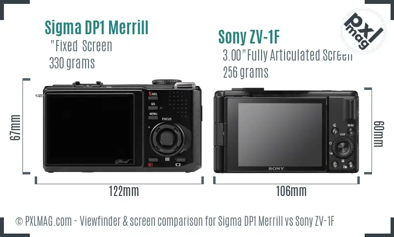 Sigma DP1 Merrill vs Sony ZV-1F Screen and Viewfinder comparison