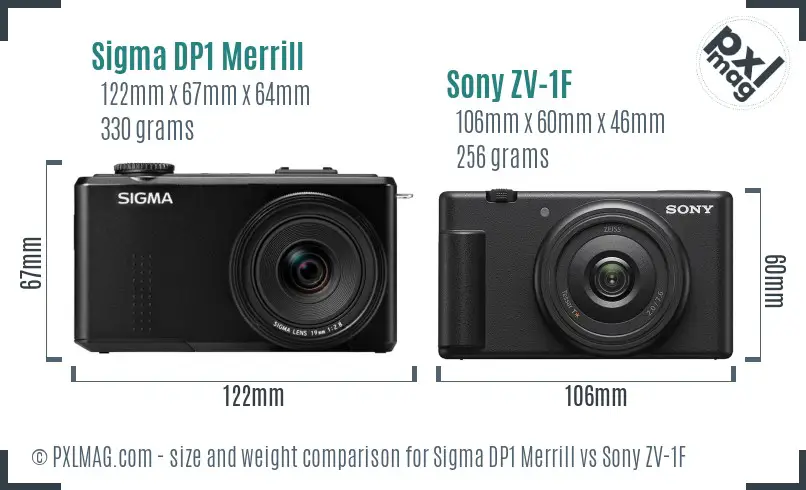 Sigma DP1 Merrill vs Sony ZV-1F size comparison