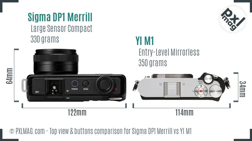 Sigma DP1 Merrill vs YI M1 top view buttons comparison