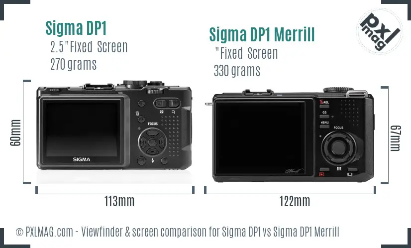 Sigma DP1 vs Sigma DP1 Merrill Screen and Viewfinder comparison