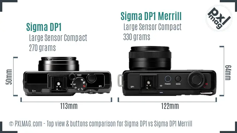 Sigma DP1 vs Sigma DP1 Merrill top view buttons comparison
