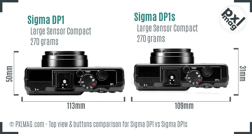 Sigma DP1 vs Sigma DP1s top view buttons comparison