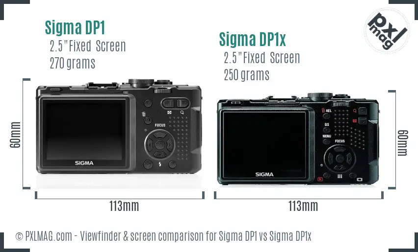 Sigma DP1 vs Sigma DP1x Screen and Viewfinder comparison
