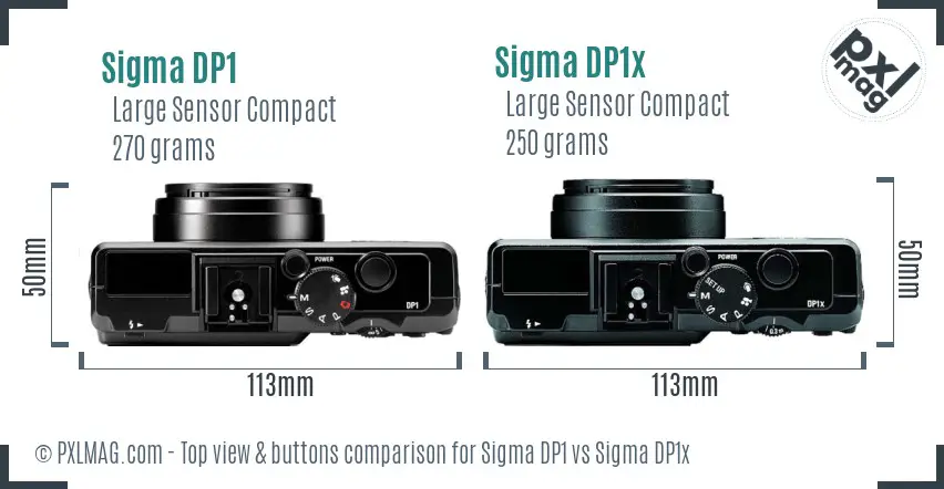 Sigma DP1 vs Sigma DP1x top view buttons comparison